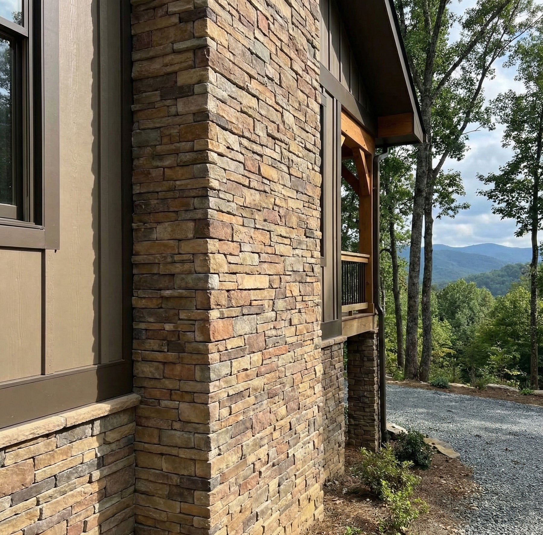 Mountain home project featuring RockSolid stone veneer